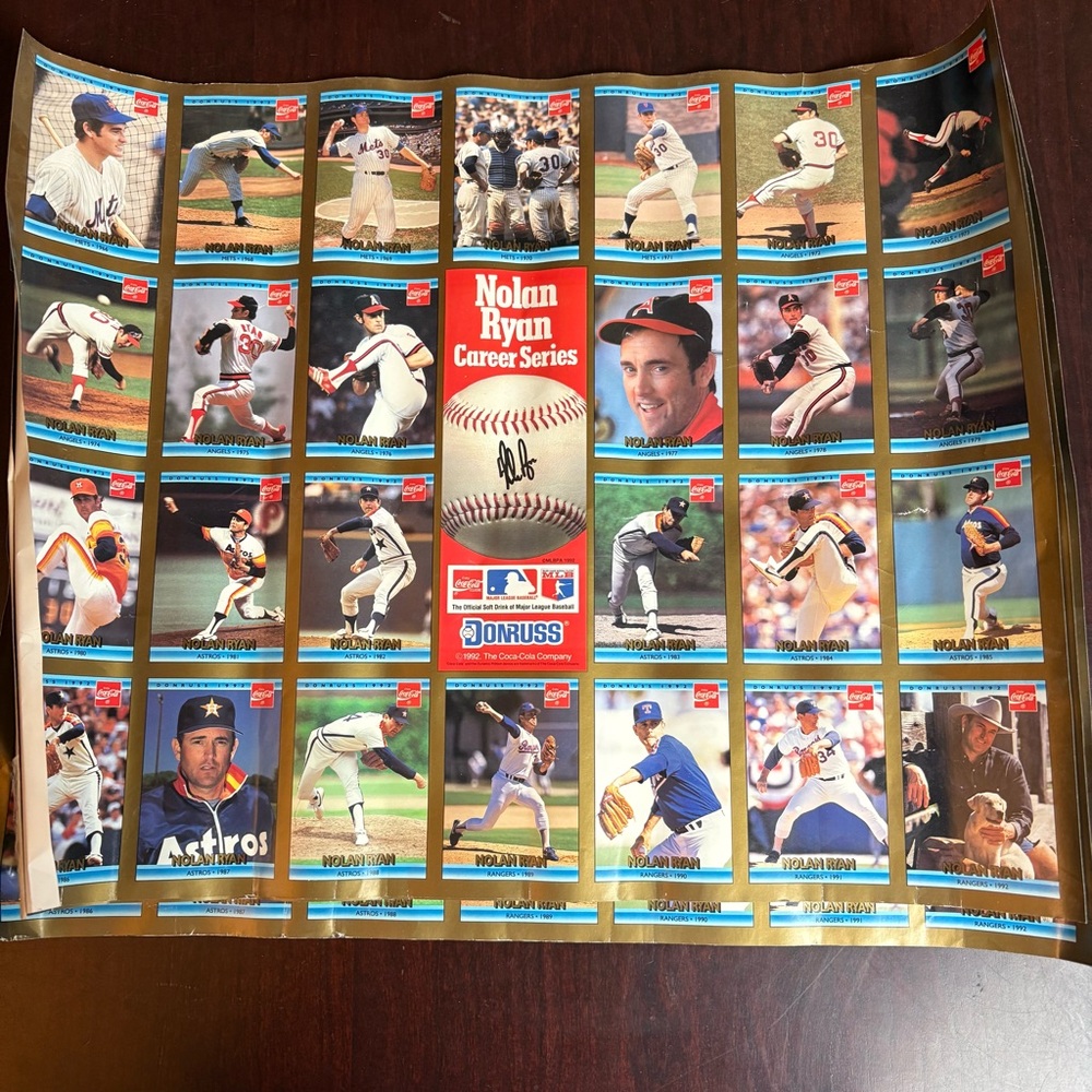 Nolan Ryan Career Series Donruss Poster - Set of 3, Baseball Vintage, 1992 Coke